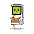 Will Work For Batteries Graphic T-Shirt design artwork for white graphic T-shirt