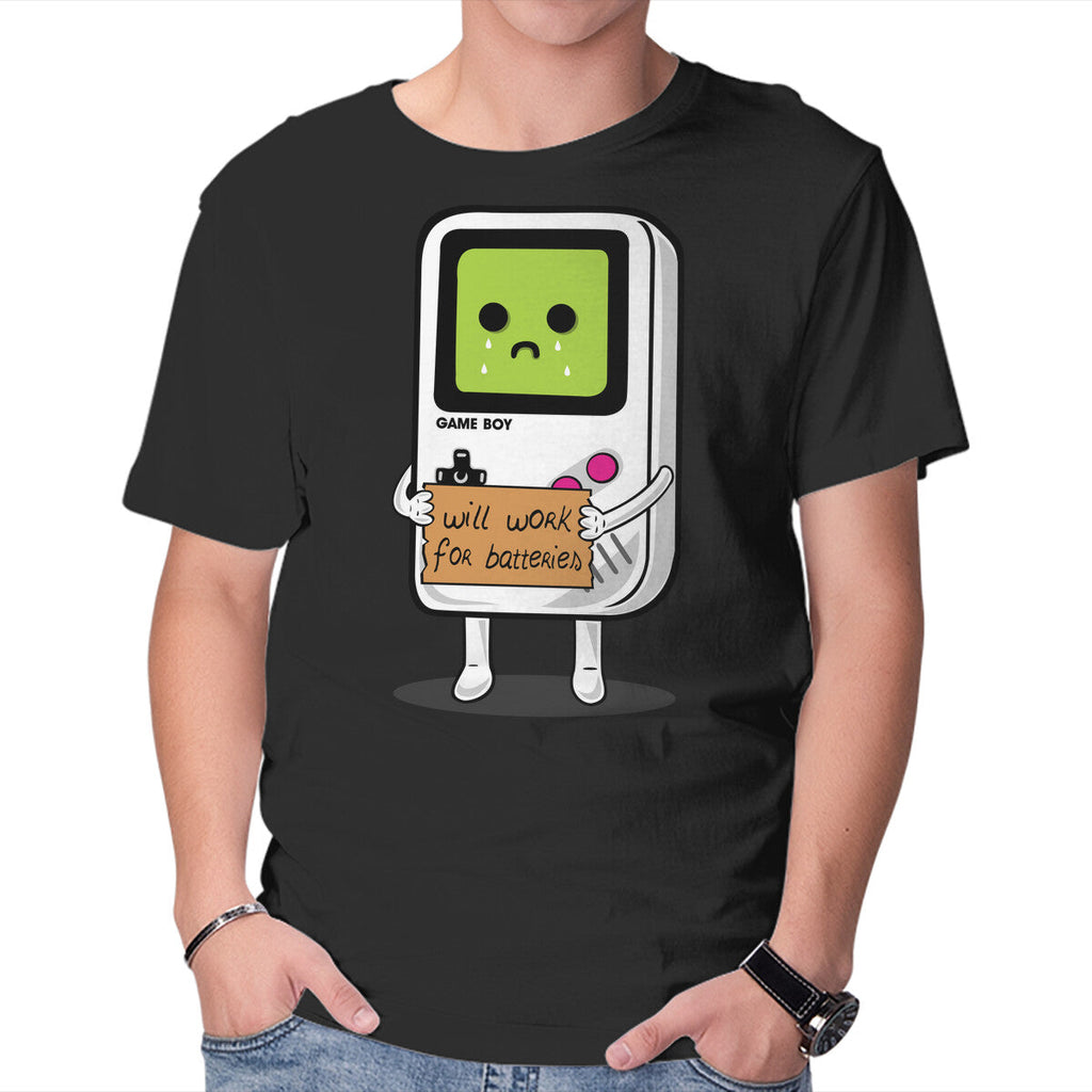 Will Work For Batteries Graphic T-Shirt in black, product display