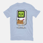 Will Work For Batteries Graphic T-Shirt in blue, flat-lay product view