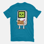 Will Work For Batteries Graphic T-Shirt in turquoise, flat-lay product view