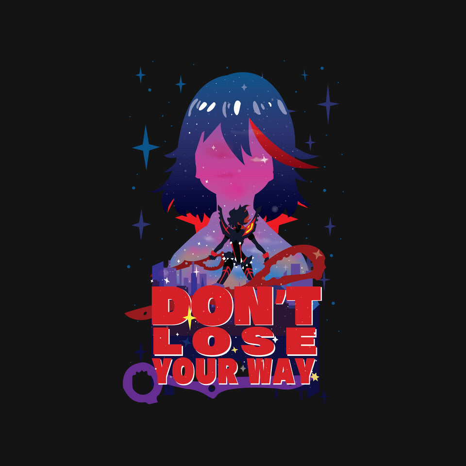 Don't Lose Your Way – Anime Graphic T-Shirt design artwork for black graphic T-shirt