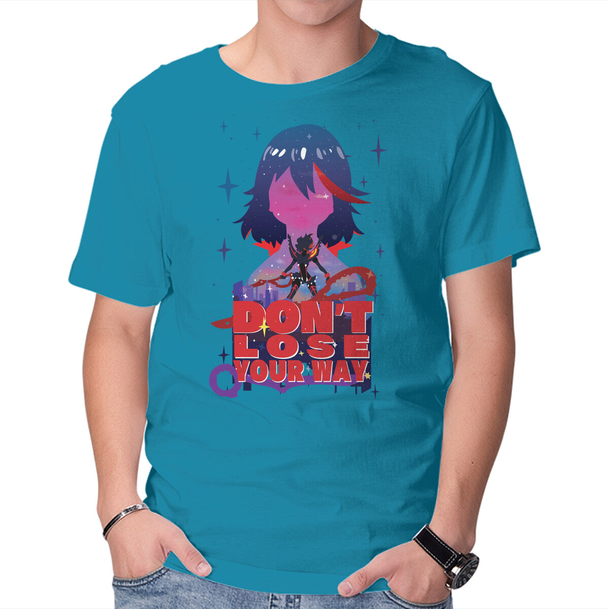 Don't Lose Your Way – Anime Graphic T-Shirt in turquoise, product display