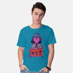 Model wearing turquoise Don't Lose Your Way – Anime Graphic T-Shirt