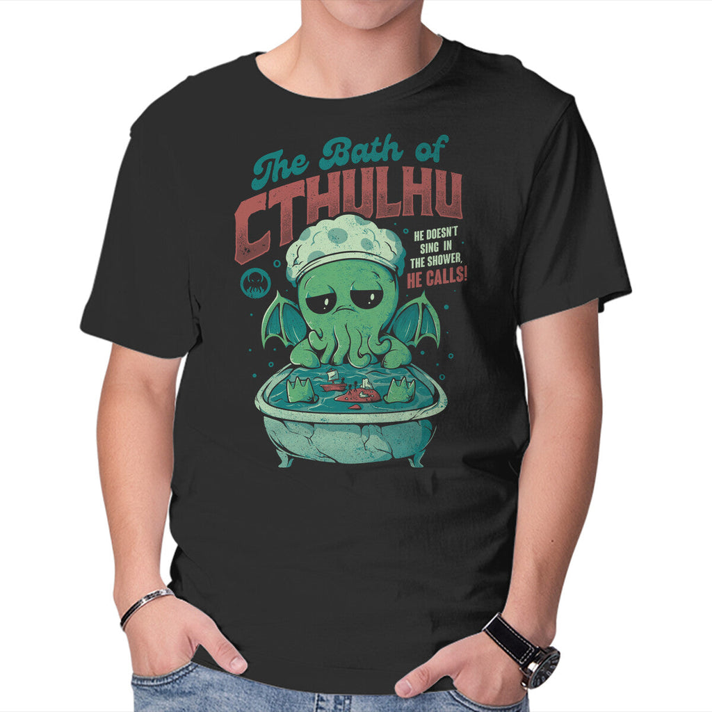 The Bath Of Cthulhu Graphic T-Shirt in black, product display