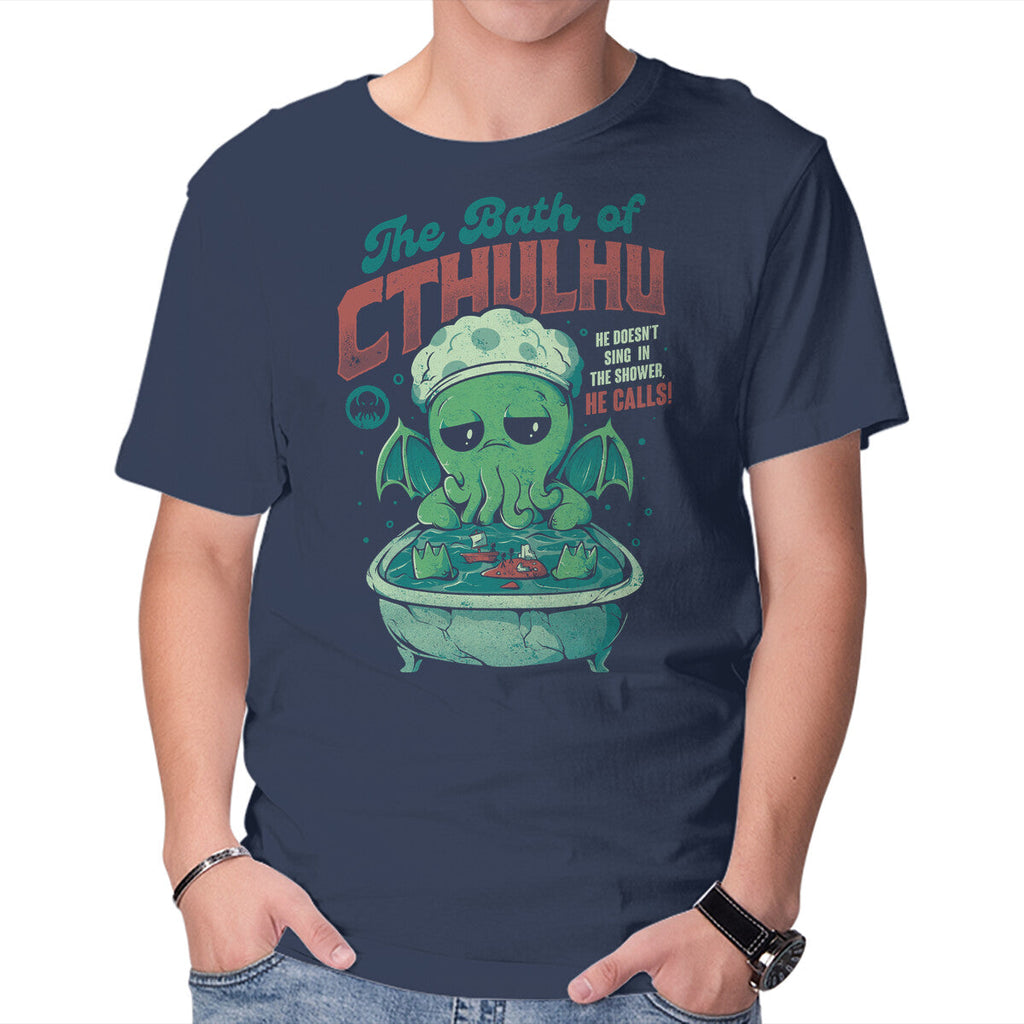 The Bath Of Cthulhu Graphic T-Shirt in navy, product display