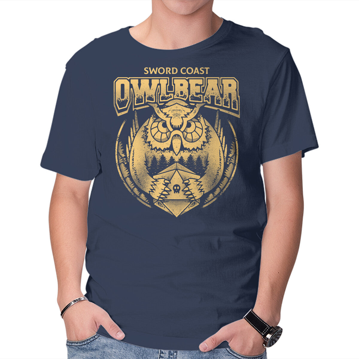 OwlBear – Gaming Graphic T-Shirt in navy, product display
