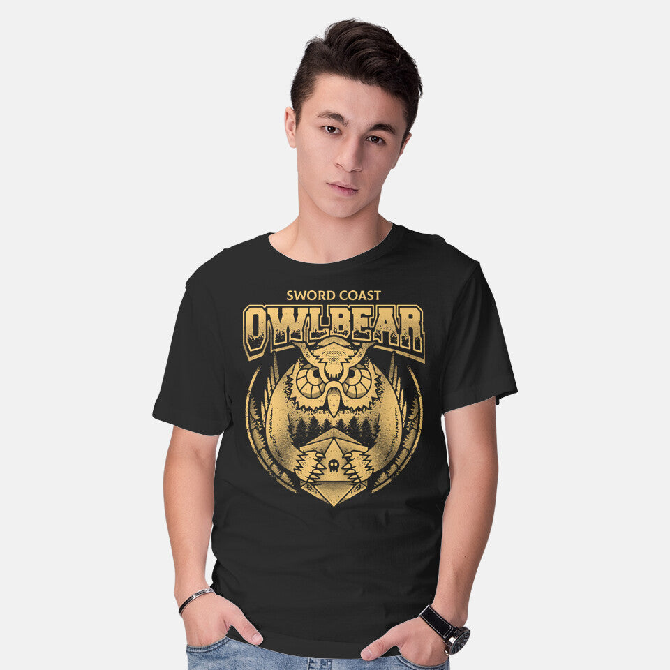 Model wearing black OwlBear – Gaming Graphic T-Shirt