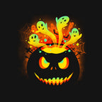 Pumpkin Ghosts – Halloween Graphic T-Shirt design artwork for black graphic T-shirt