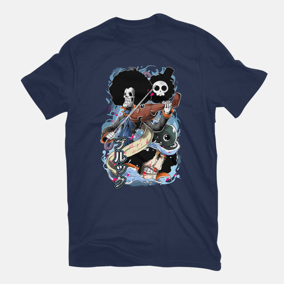 The Great Musician – Anime Graphic T-Shirt in navy, flat-lay product view
