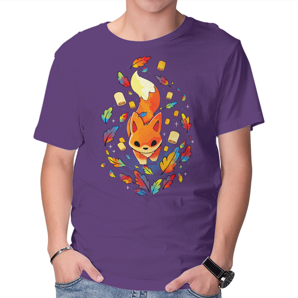 Fox Colors – Animal Graphic T-Shirt in purple, product display