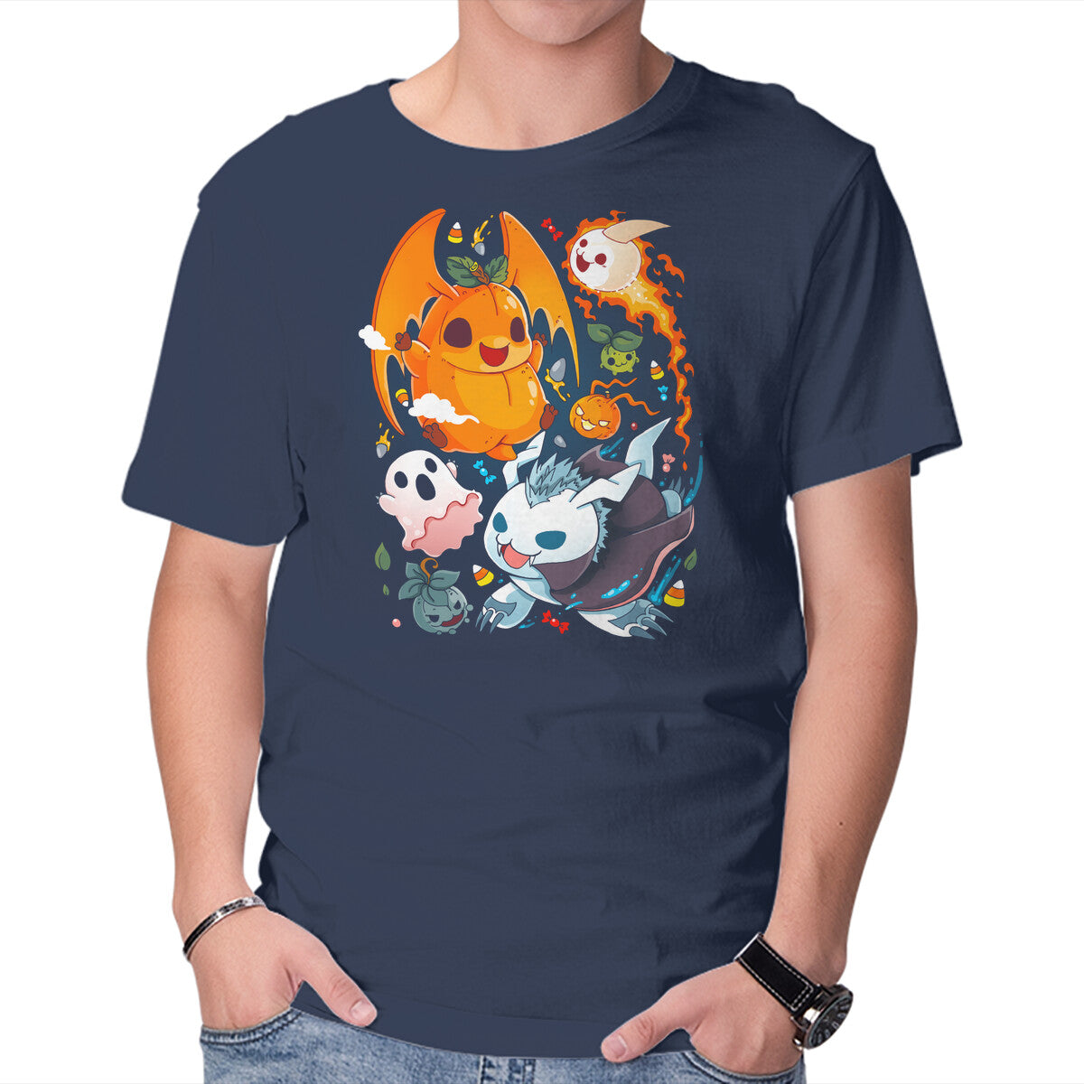 Digi Halloween – Halloween Graphic T-Shirt in navy, product display