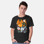Model wearing black Digi Halloween – Halloween Graphic T-Shirt