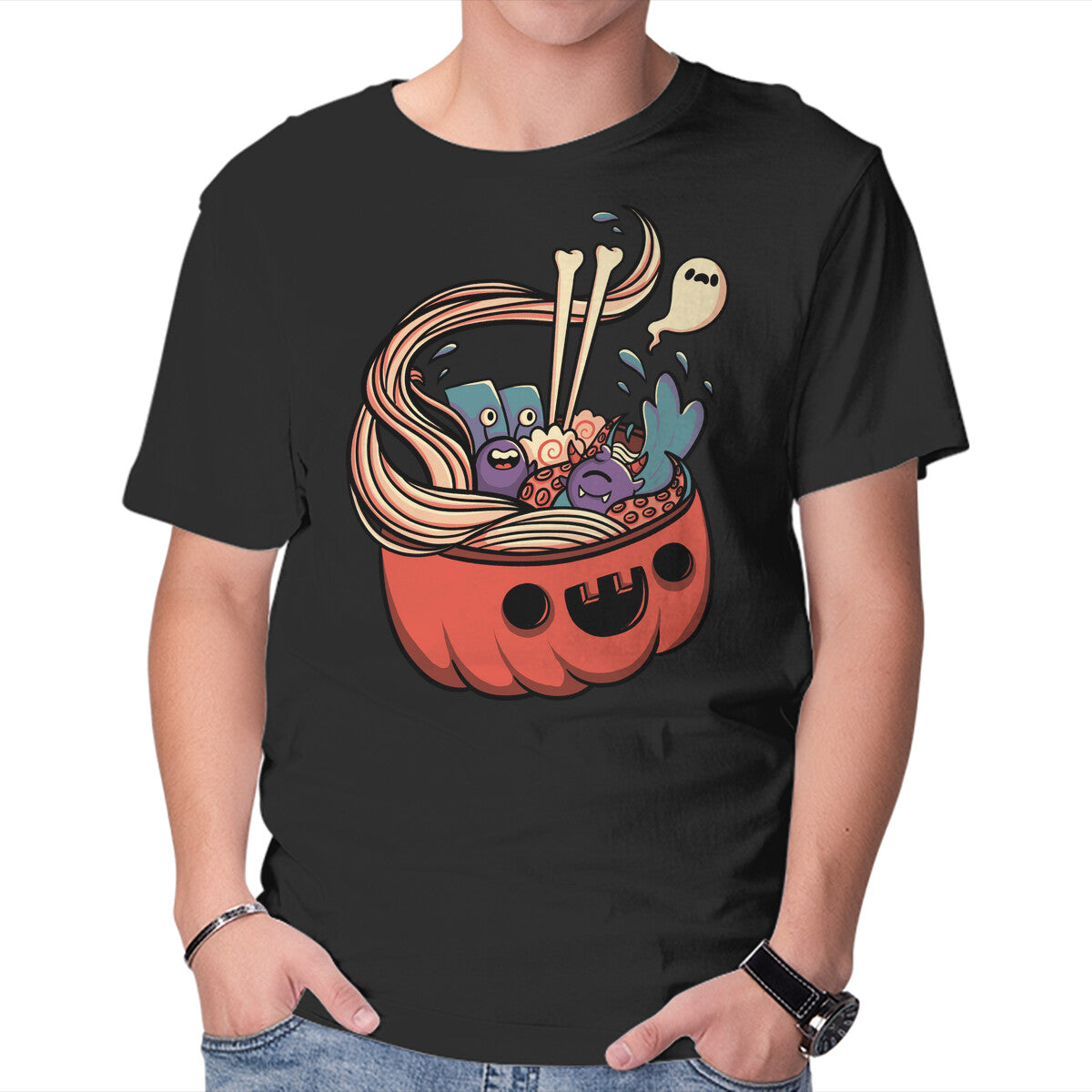 Monster Bowl – Halloween Graphic T-Shirt in black, product display