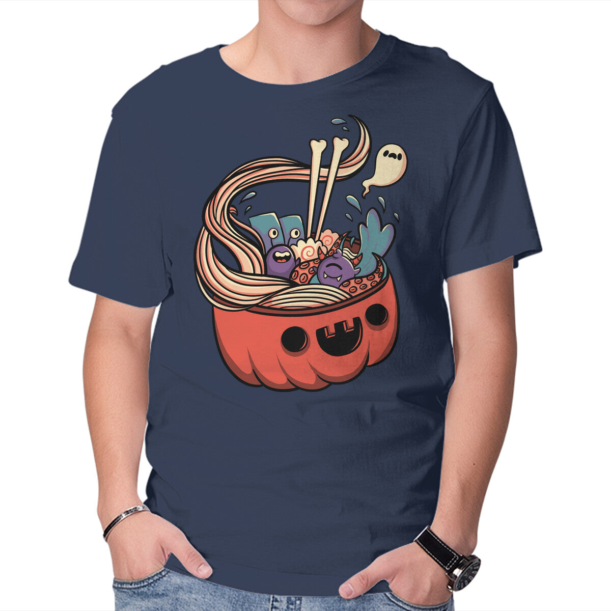 Monster Bowl – Halloween Graphic T-Shirt in navy, product display