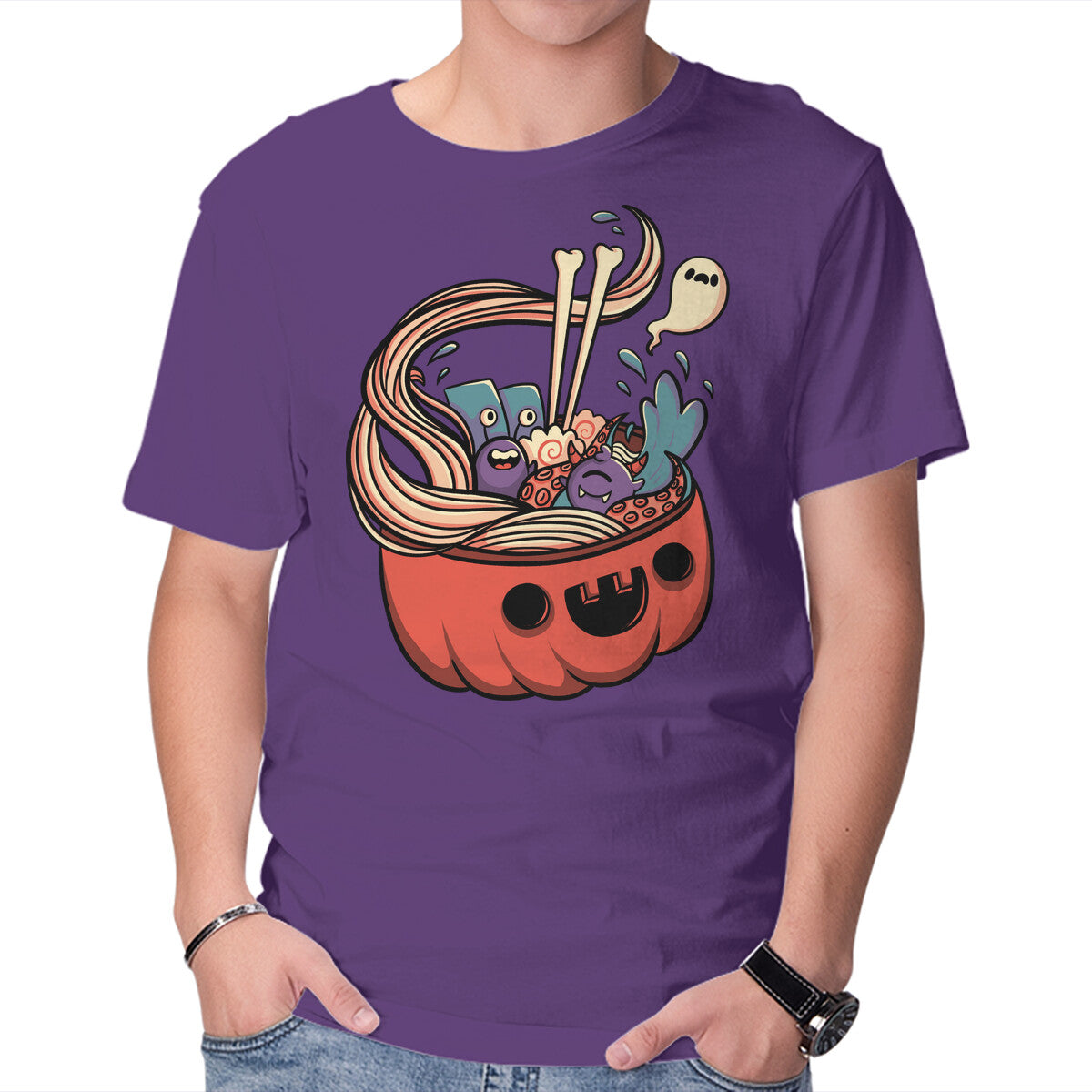 Monster Bowl – Halloween Graphic T-Shirt in purple, product display