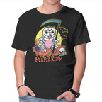 The Reaper Kitty – Cat Graphic T-Shirt in black, product display