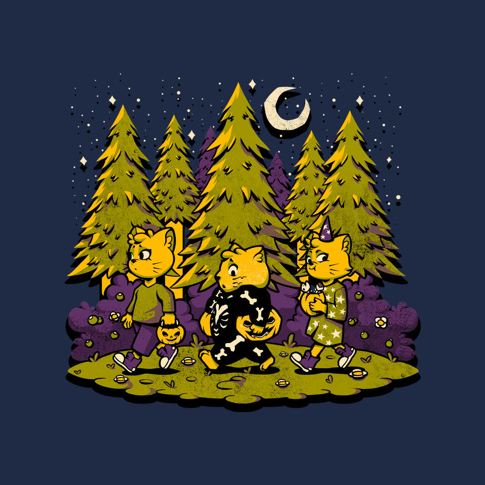 Treat Or Fish – Cat Graphic T-Shirt design artwork for navy graphic T-shirt