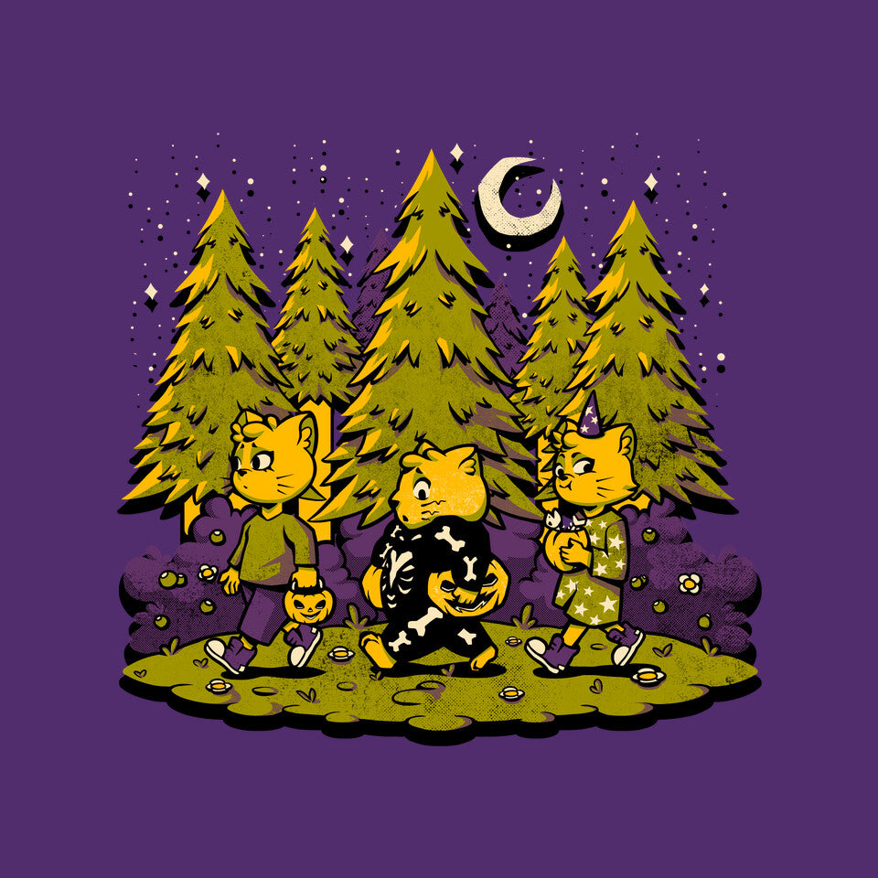 Treat Or Fish – Cat Graphic T-Shirt design artwork for purple graphic T-shirt