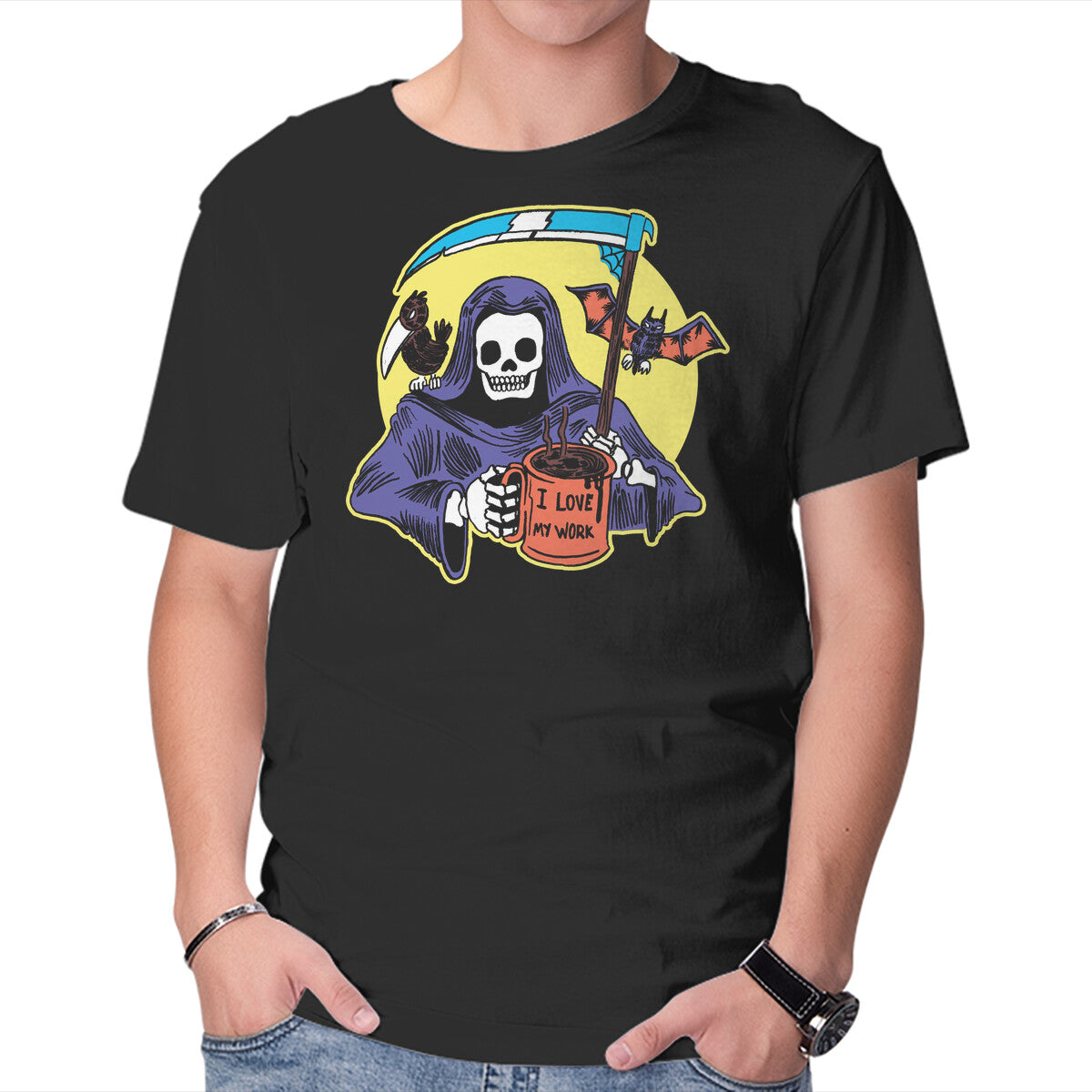 Worship Coffee – Halloween Graphic T-Shirt in black, product display