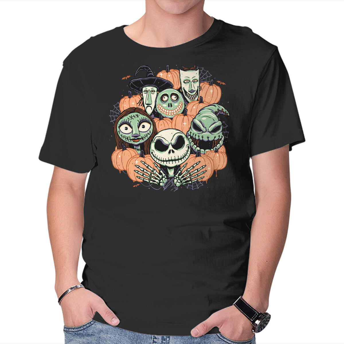 The Pumpkin Crew – Halloween Graphic T-Shirt in black, product display