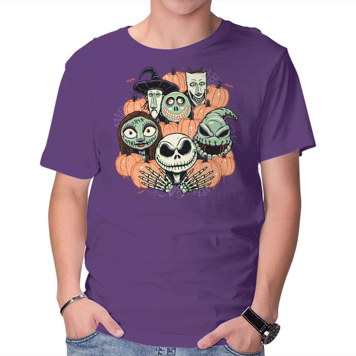 The Pumpkin Crew – Halloween Graphic T-Shirt in purple, product display