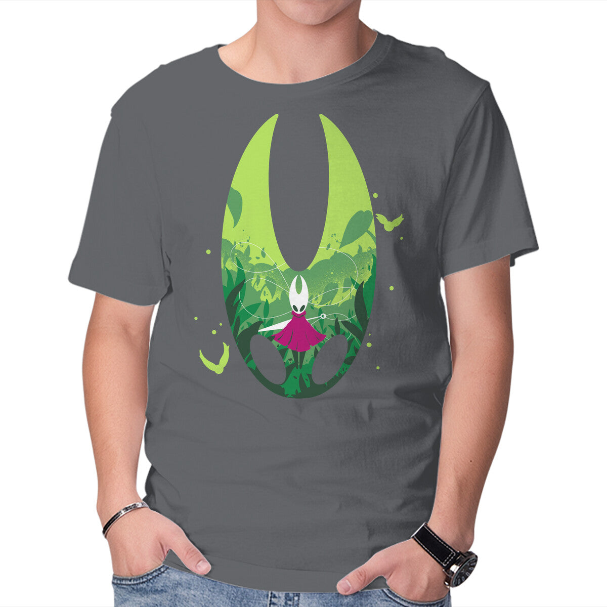 Lady Hornet – Gaming Graphic T-Shirt in charcoal, product display