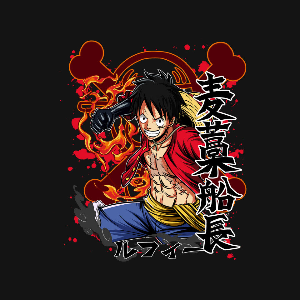 Monkey D Luffy – Anime Graphic T-Shirt design artwork for black graphic T-shirt