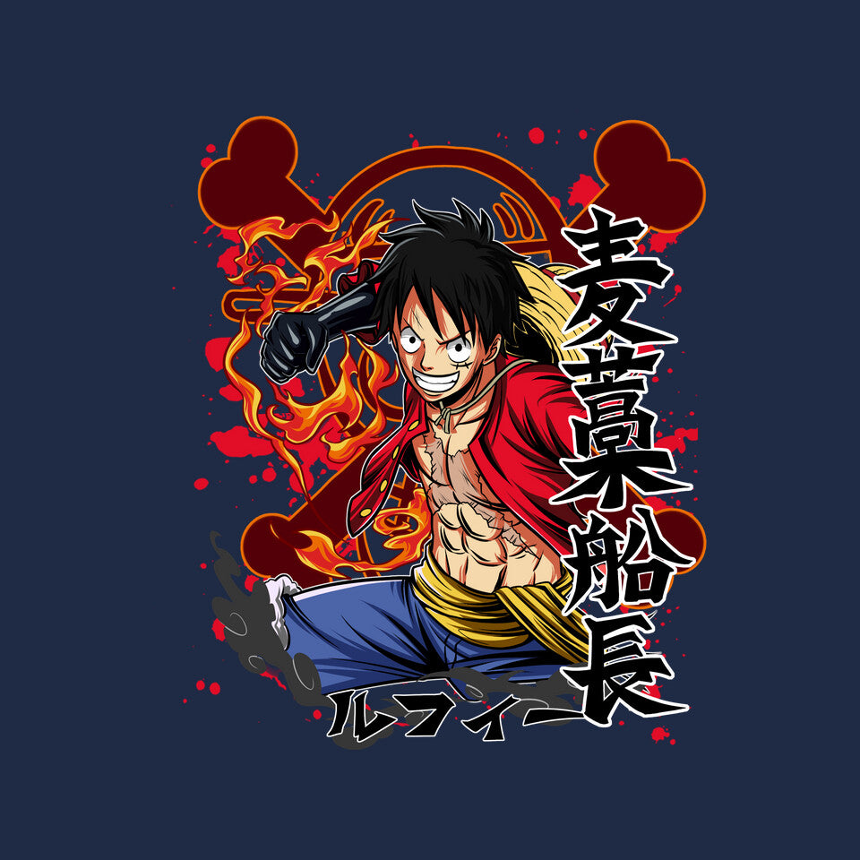 Monkey D Luffy – Anime Graphic T-Shirt design artwork for navy graphic T-shirt