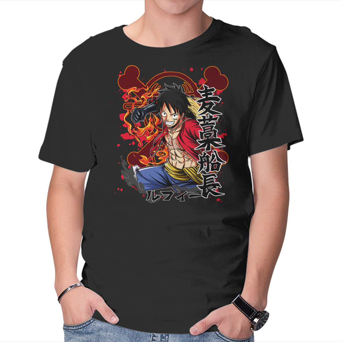 Monkey D Luffy – Anime Graphic T-Shirt in black, product display