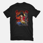 Monkey D Luffy – Anime Graphic T-Shirt in black, flat-lay product view