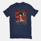 Monkey D Luffy – Anime Graphic T-Shirt in navy, flat-lay product view