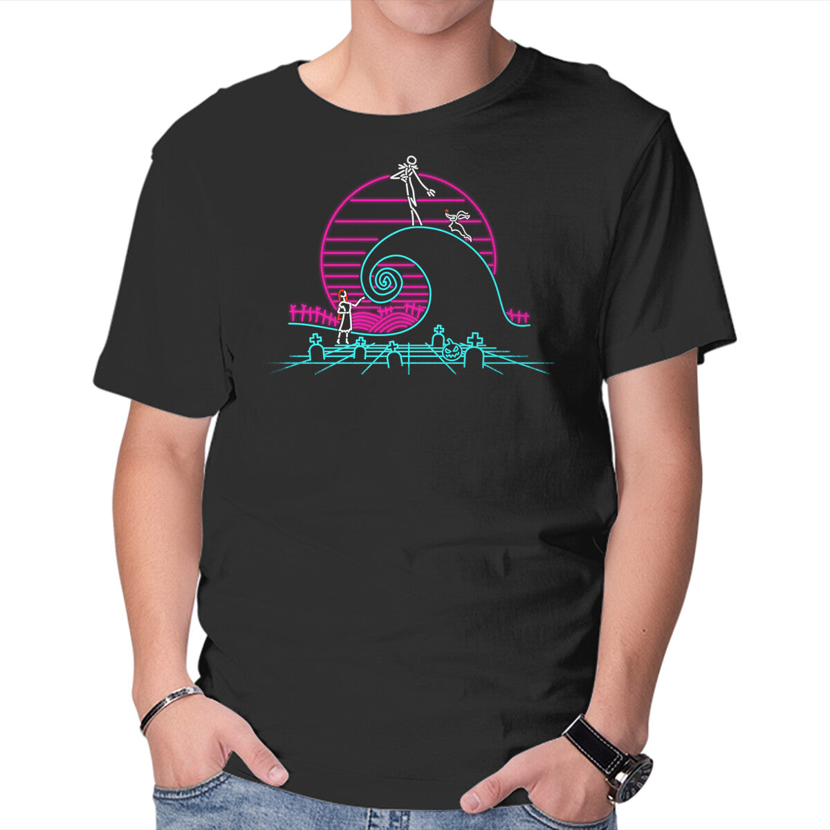 Nightmare Neon – Halloween Graphic T-Shirt in black, product display