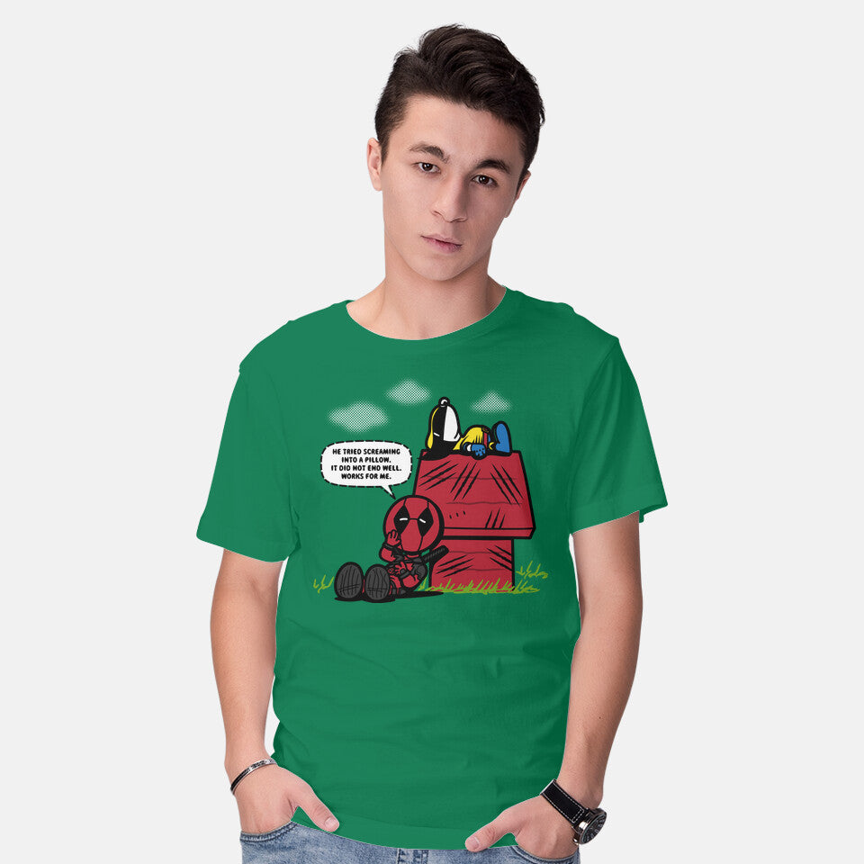 Model wearing green Mutant Nuts – Sci-Fi Graphic T-Shirt