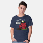 Model wearing navy Mutant Nuts – Sci-Fi Graphic T-Shirt