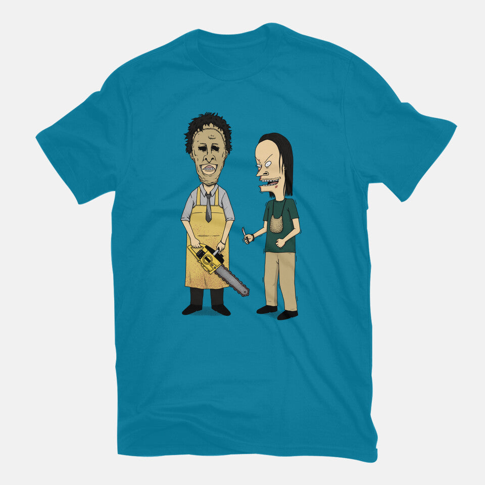 Texas Is Cool – Horror Graphic T-Shirt in turquoise, flat-lay product view