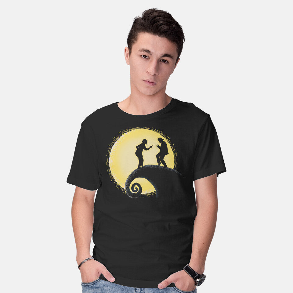 Model wearing black The Nightmare Before Dance – Movie Graphic T-Shirt