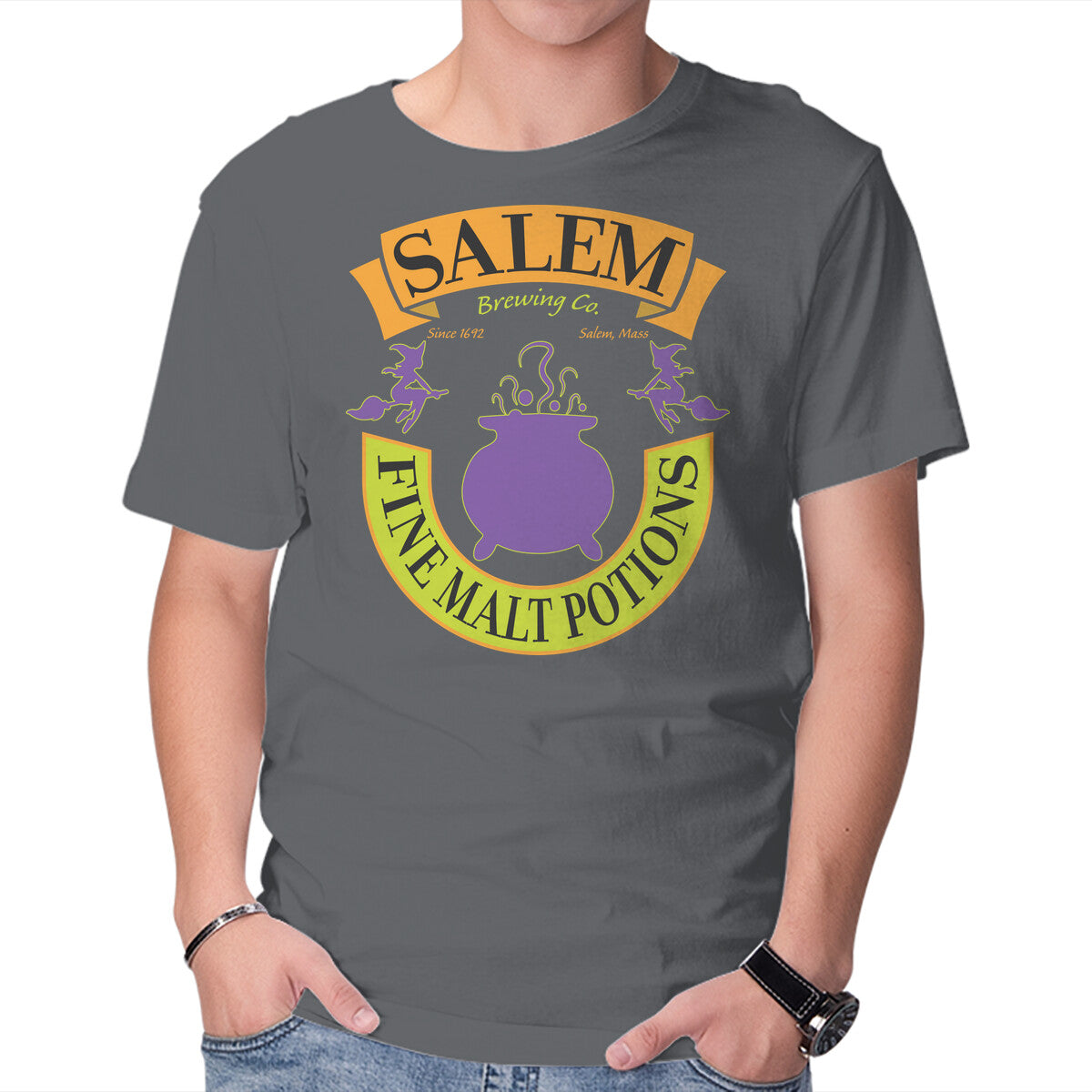 Fine Malt Potions – Halloween Graphic T-Shirt in charcoal, product display