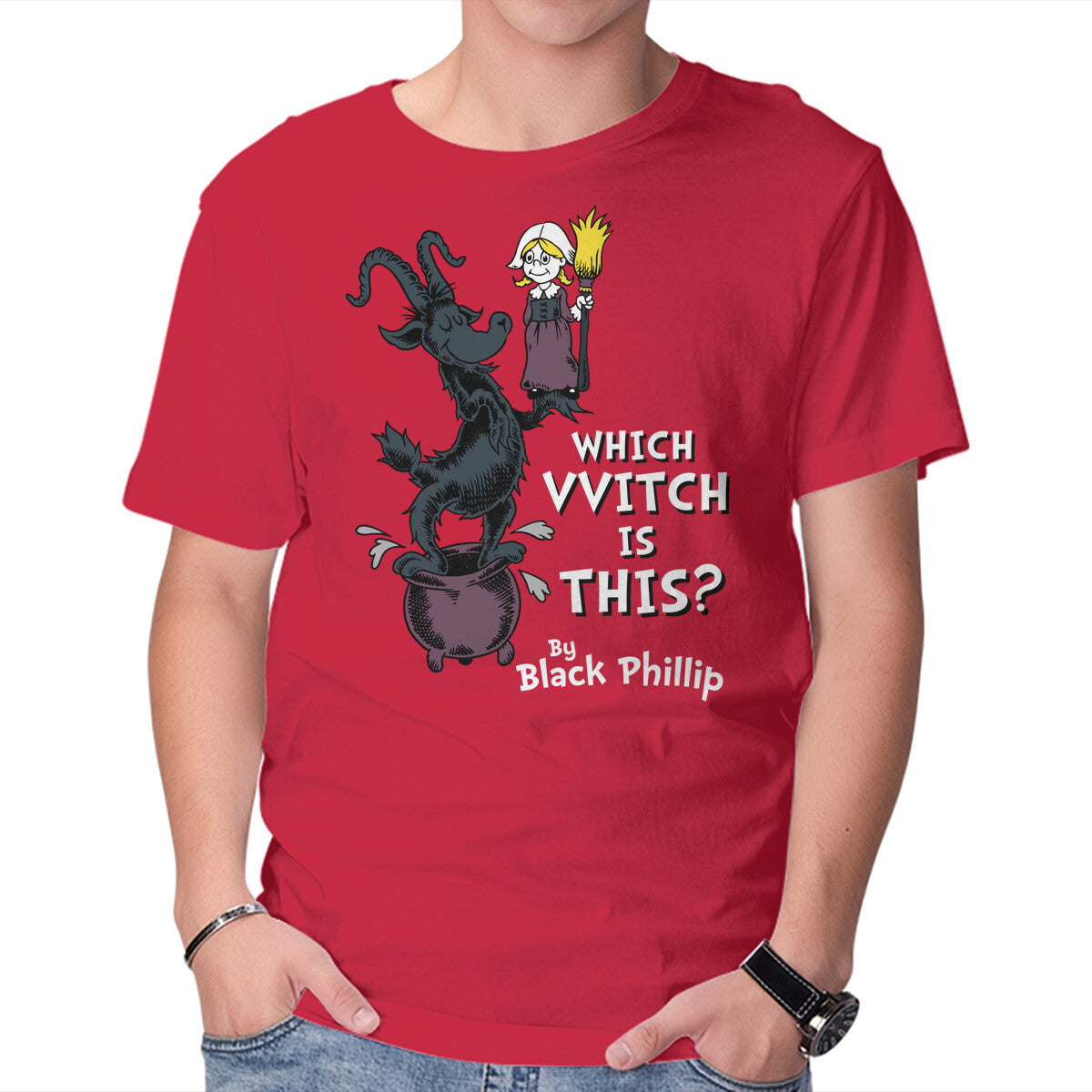 Which VVitch Is This? – Horror Graphic T-Shirt in red, product display