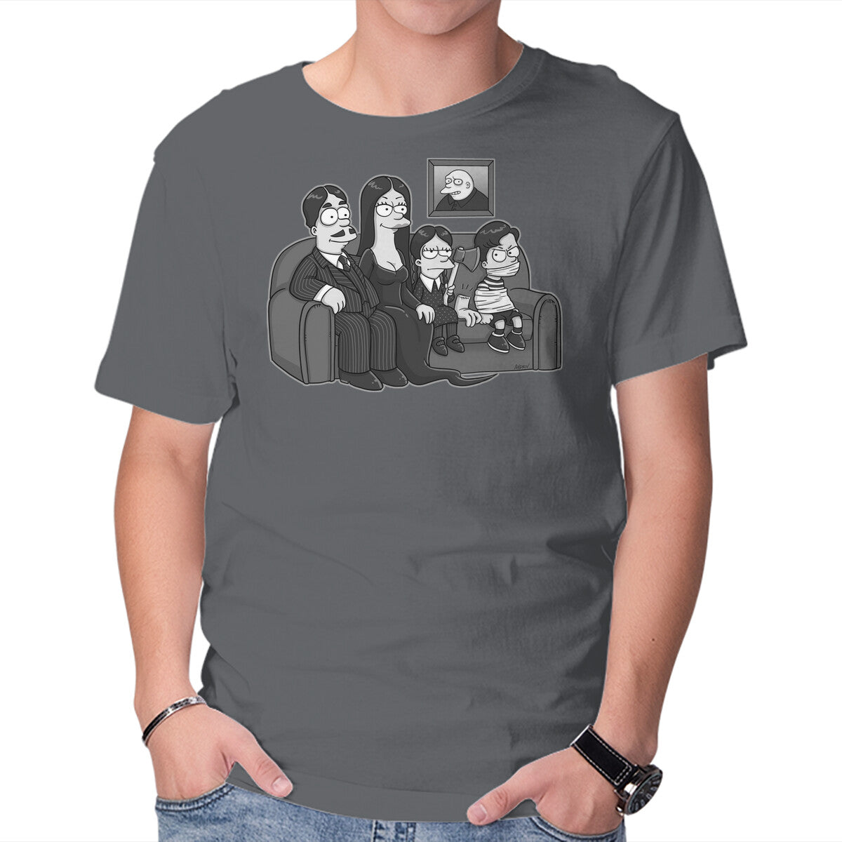 Gothic Family – Fantasy Graphic T-Shirt in charcoal, product display