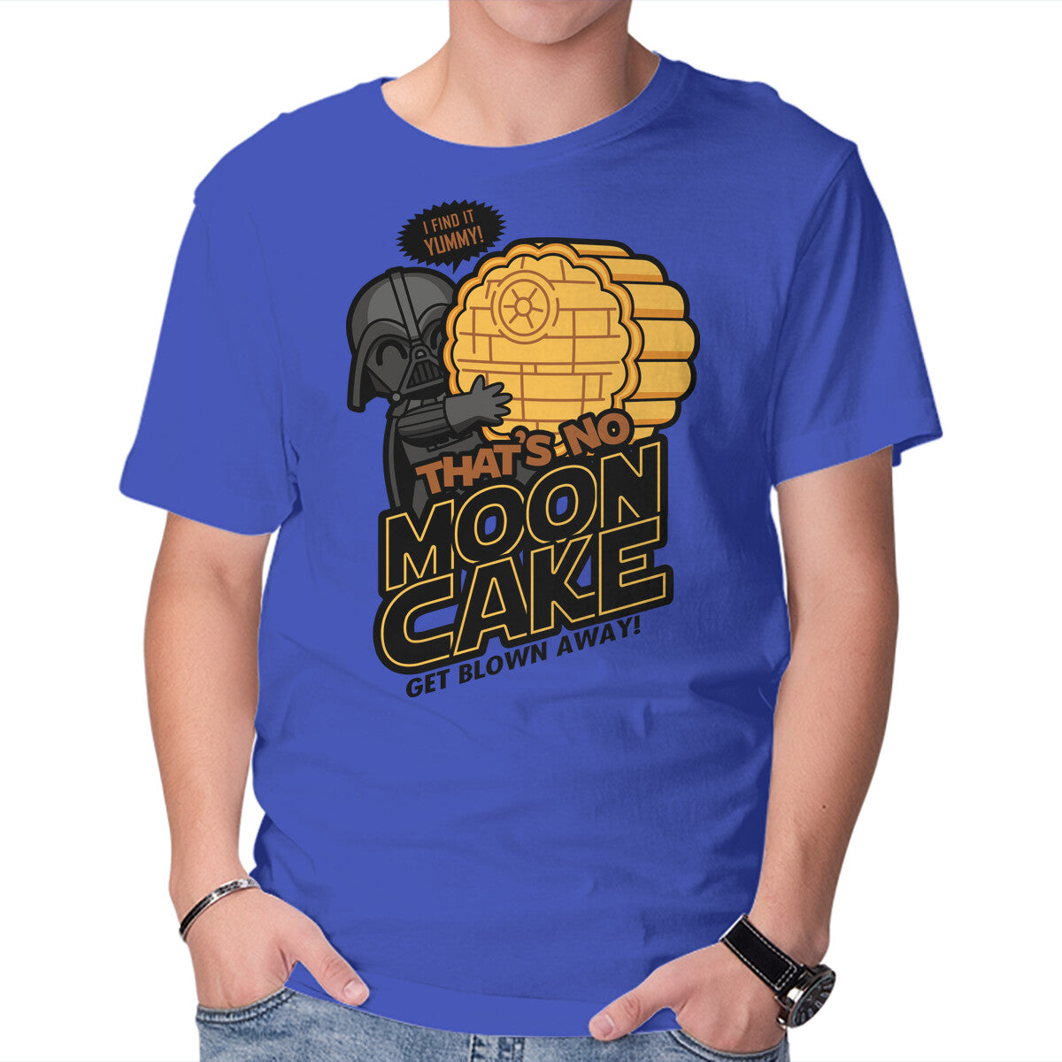 That's No Moon Cake – Sci-Fi Graphic T-Shirt in royal blue, product display