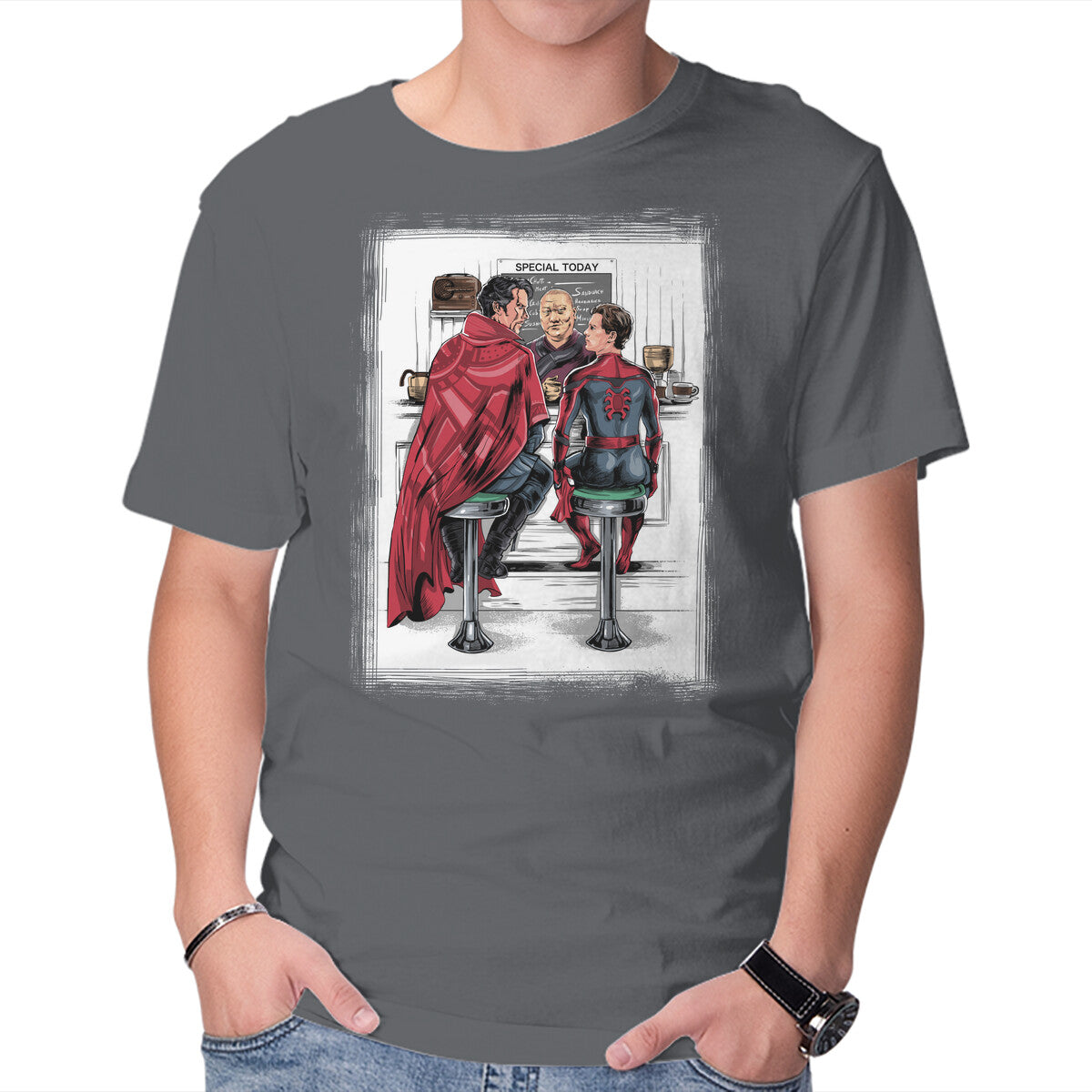 The Runaway Of The Multiverse – Movie Graphic T-Shirt in charcoal, product display