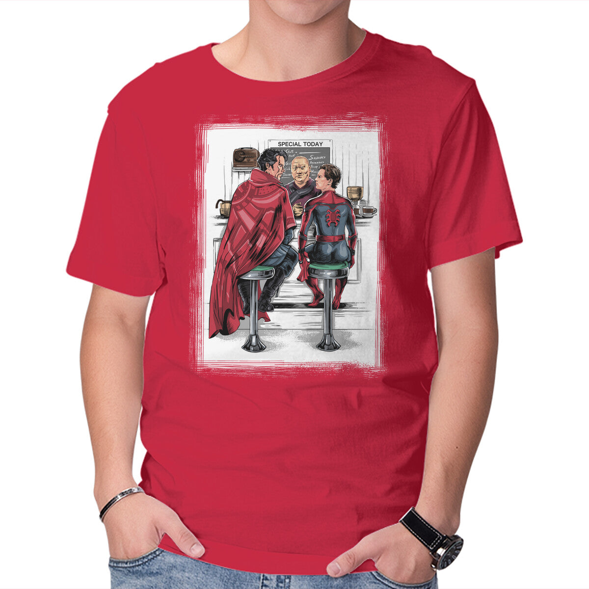 The Runaway Of The Multiverse – Movie Graphic T-Shirt in red, product display