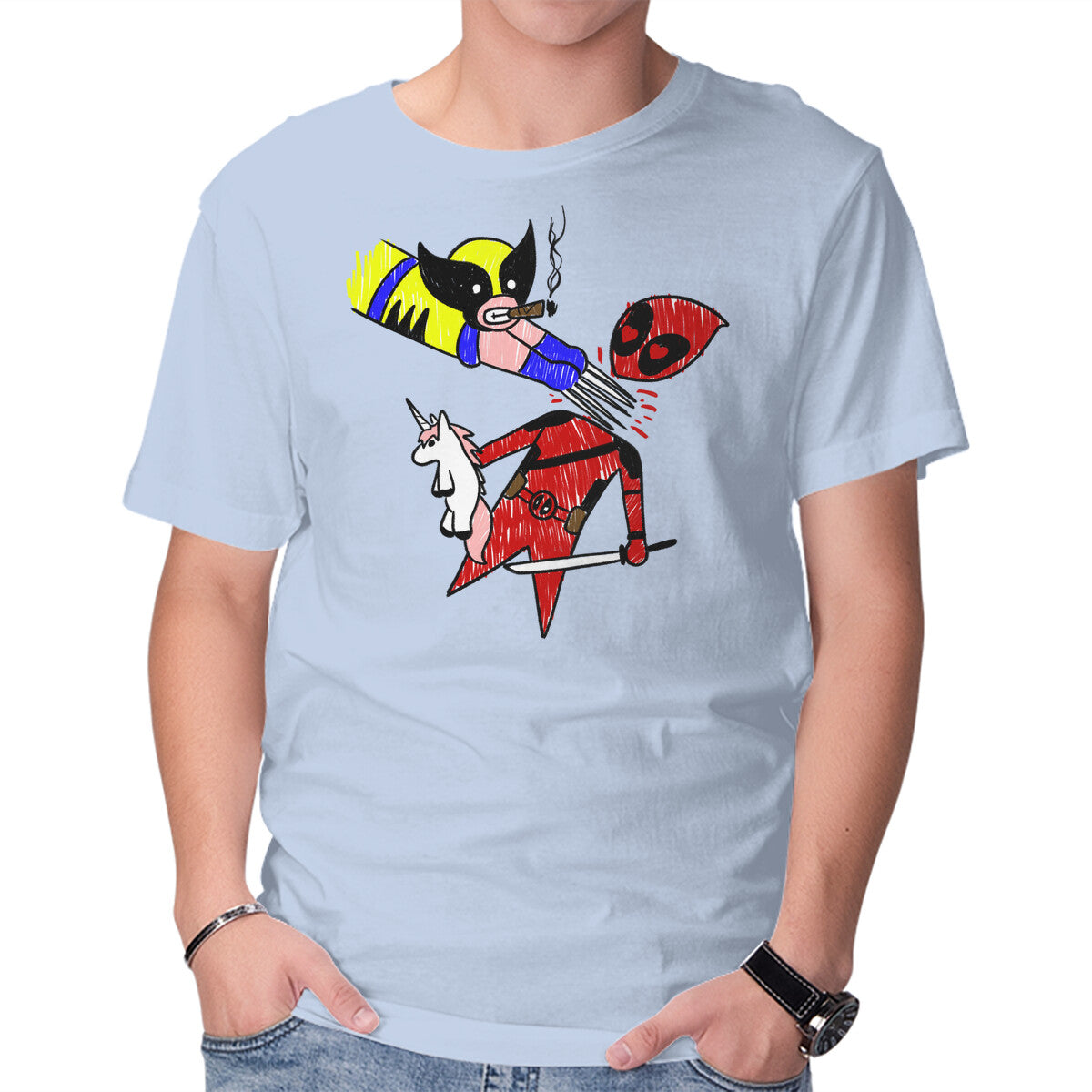 He Loves Me – Movie Graphic T-Shirt in blue, product display