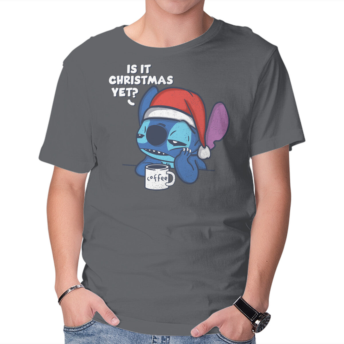 Is It Christmas Yet – Movie Graphic T-Shirt in charcoal, product display