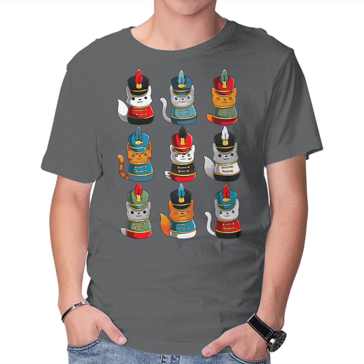 Cat Nutcracker – Cat Graphic T-Shirt in charcoal, product display