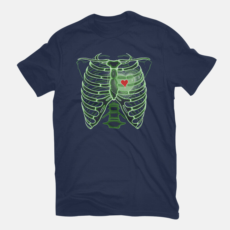 Grinch's Heart – Movie Graphic T-Shirt in navy, flat-lay product view