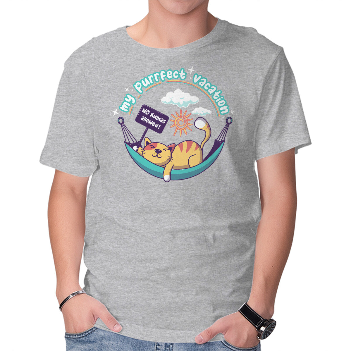 Purrfect Vacation – Cat Graphic T-Shirt