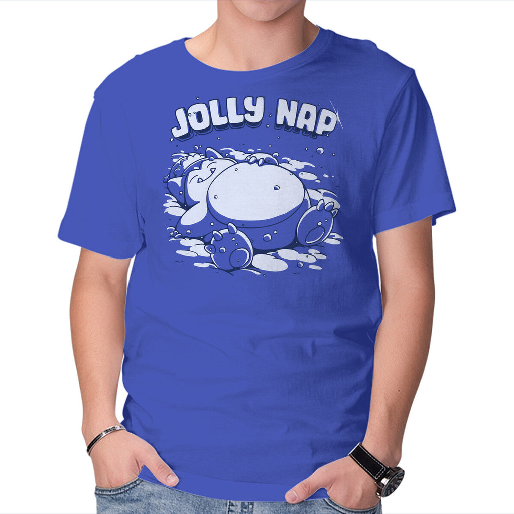 Snowrlax Nap – Anime Graphic T-Shirt in royal blue, product display