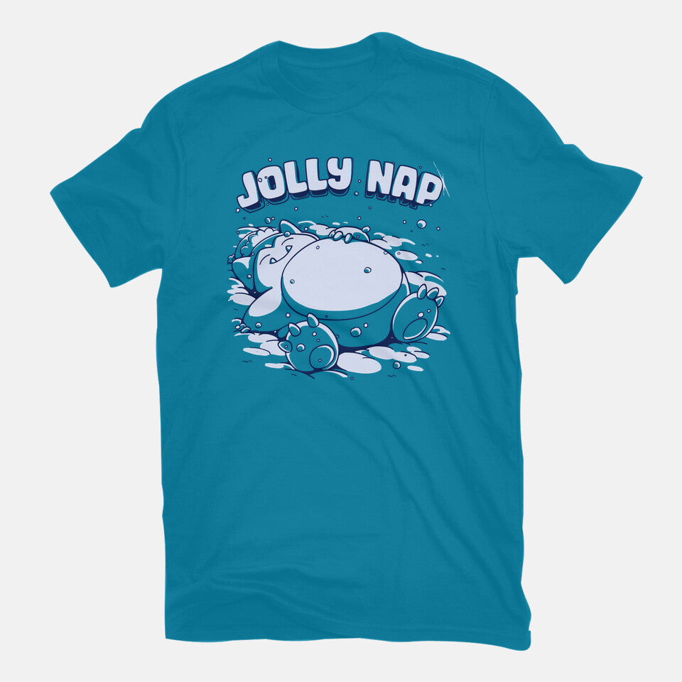 Snowrlax Nap – Anime Graphic T-Shirt in turquoise, flat-lay product view