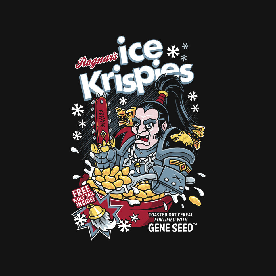 Ragnar's Ice Krispies – Gaming Graphic T-Shirt design artwork for black graphic T-shirt